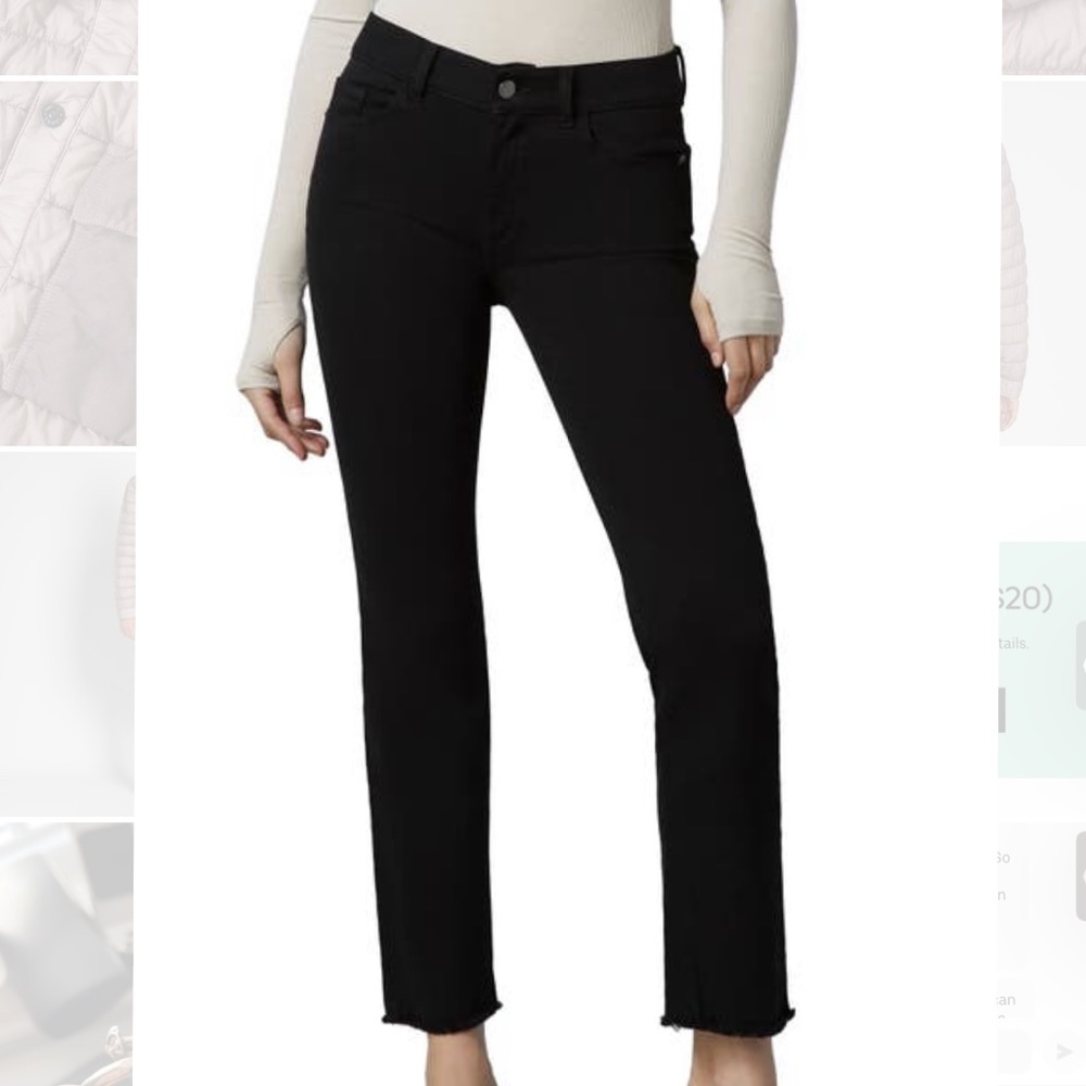 DL1961 ankle skinny black jeans with frayed hem